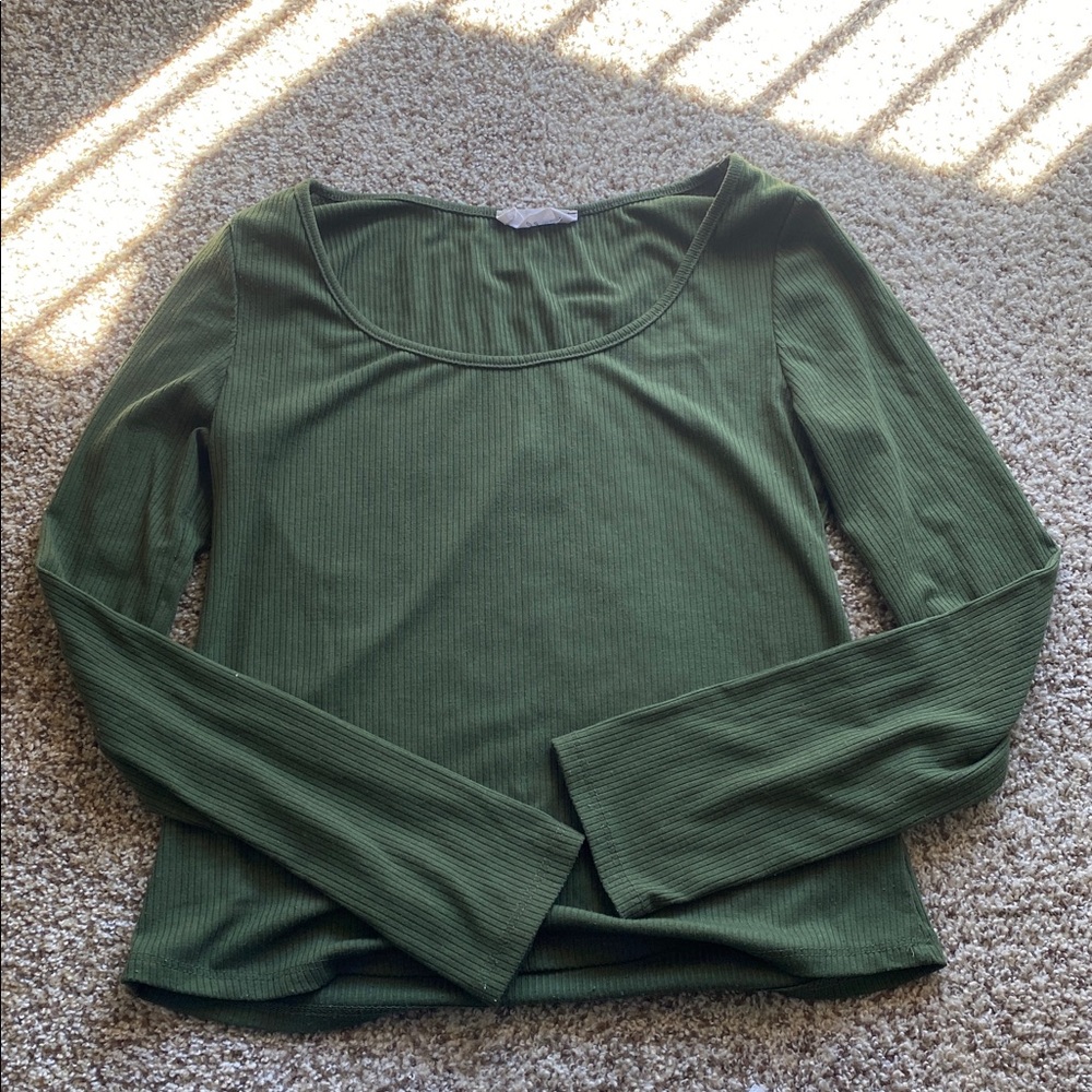 Carly Jean Los Angeles Olive Ribbed Top